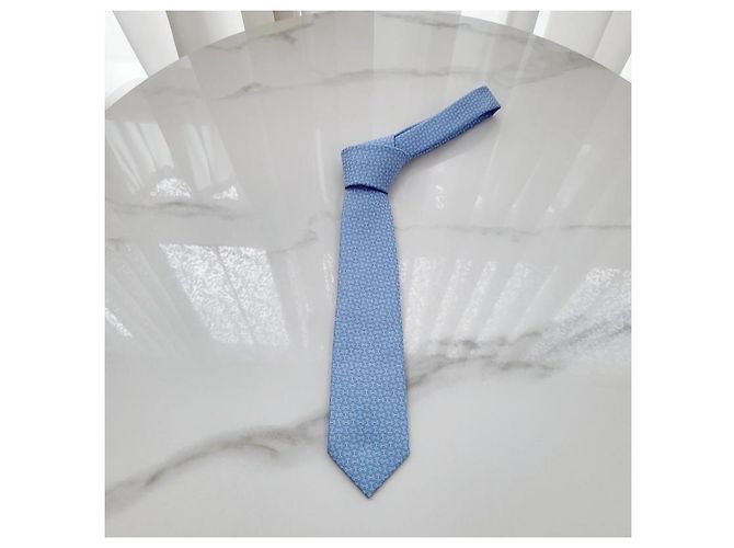 Hermès Cravatta Mors Haltere Silk da uomo Blue Ciel - vista 5