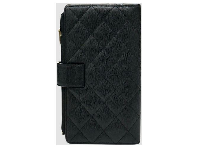 Chanel Portafoglio Lungo Classico in Caviar Nero con Chip Interno - vista 10