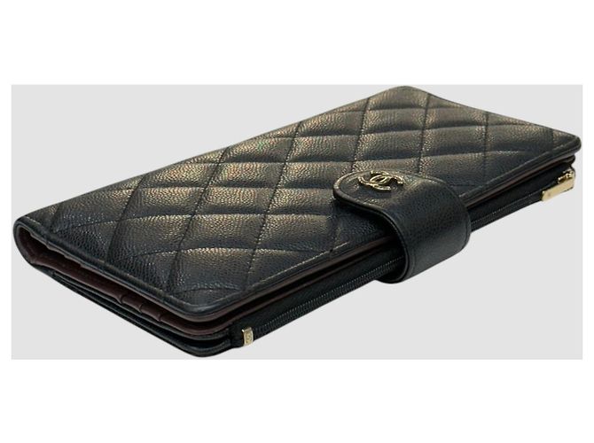 Chanel Portafoglio Lungo Classico in Caviar Nero con Chip Interno - vista 4