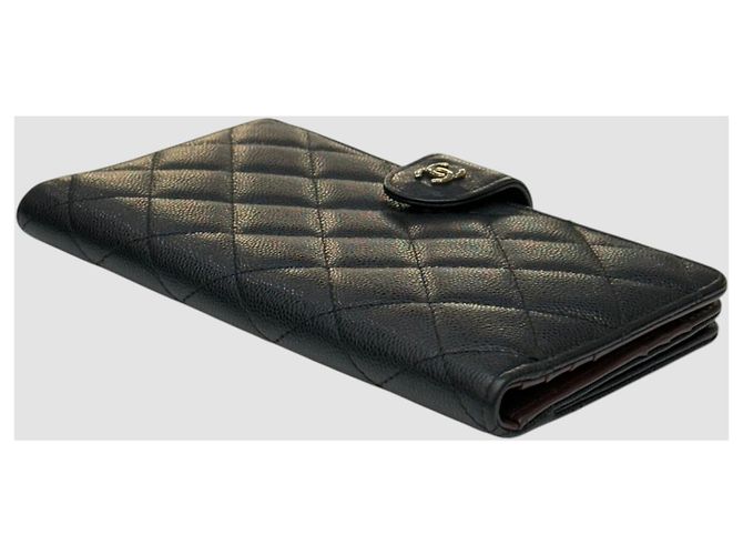 Chanel Portafoglio Lungo Classico in Caviar Nero con Chip Interno - vista 5