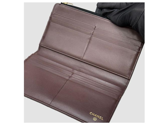 Chanel Portafoglio Lungo Classico in Caviar Nero con Chip Interno - vista 6