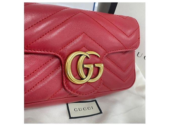 Gucci Borsa a tracolla super mini trapuntata Rosso - vista 3