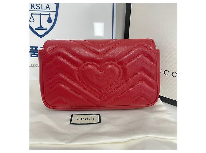 Gucci Borsa a tracolla super mini trapuntata Rosso - vista 5