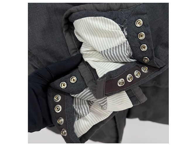 Giacca imbottita lunga con cappuccio Moncler Gamma Blue Grigio Marrone - vista 10