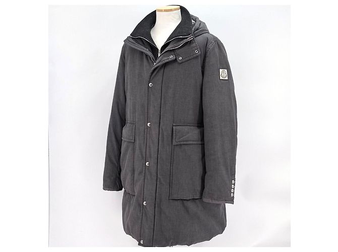 Giacca imbottita lunga con cappuccio Moncler Gamma Blue Grigio Marrone - vista 4