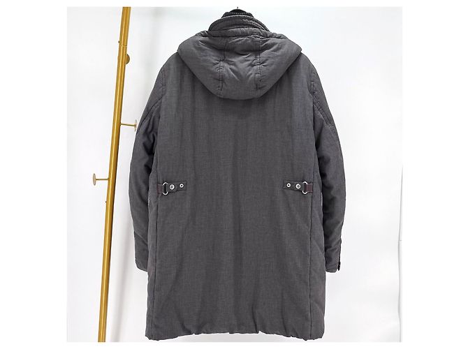 Giacca imbottita lunga con cappuccio Moncler Gamma Blue Grigio Marrone - vista 5