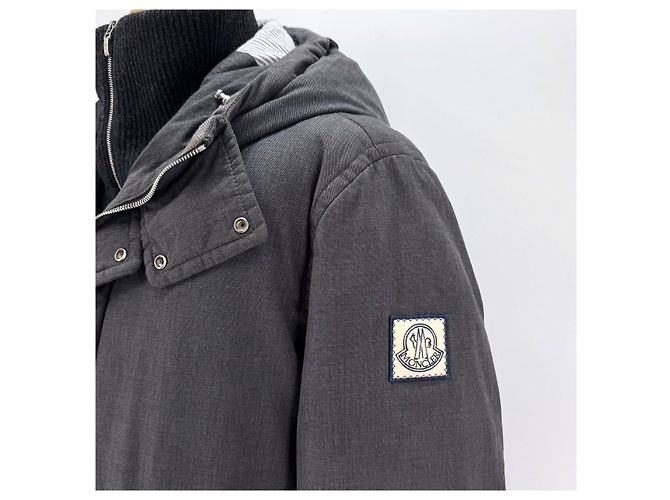 Giacca imbottita lunga con cappuccio Moncler Gamma Blue Grigio Marrone - vista 6