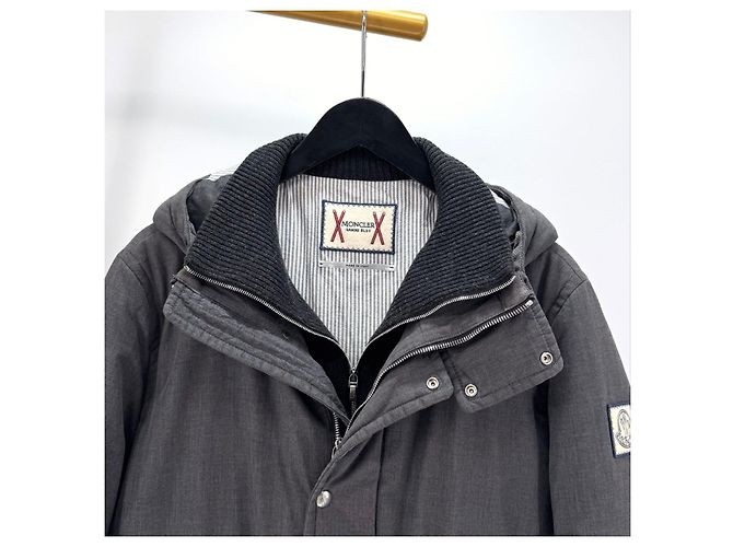 Giacca imbottita lunga con cappuccio Moncler Gamma Blue Grigio Marrone - vista 7
