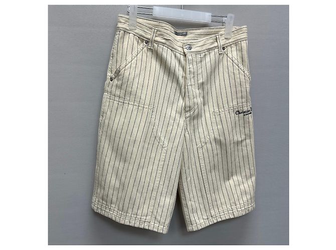 Dior Short de algodón con logo a rayas Blanco - vista 3