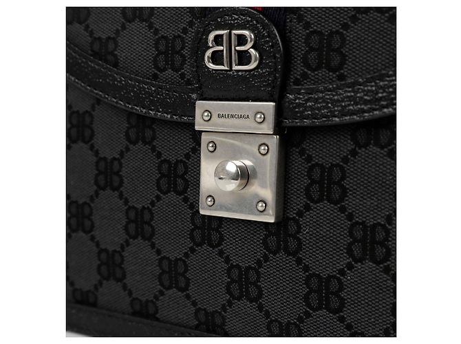 Balenciaga Piccola borsa a mano e a tracolla Hacker Project in tela jacquard BB nera Nero - vista 7
