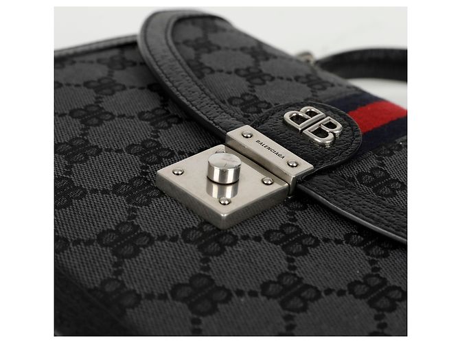 Balenciaga Piccola borsa a mano e a tracolla Hacker Project in tela jacquard BB nera Nero - vista 8