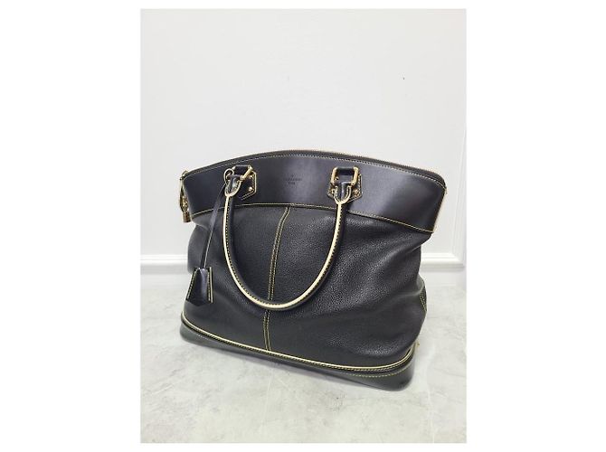 Louis Vuitton Borsa Tote Suhali Lockit in pelle nera Nero - vista 3