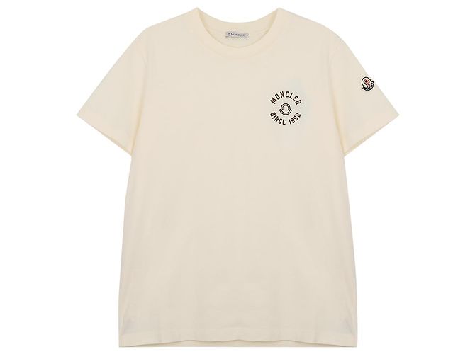 Moncler T-Shirt aus Baumwolle mit Logo-Stickerei Weiß - Ansicht 3