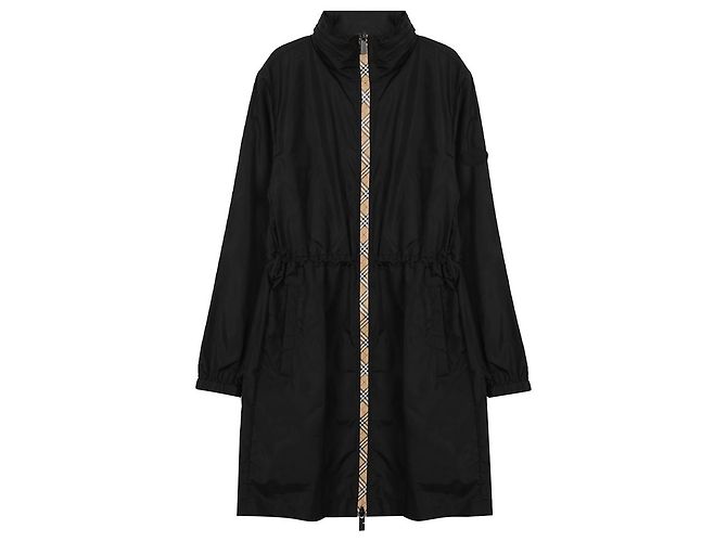 Burberry Langer Nylon-Parka mit Karomuster Schwarz - Ansicht 3