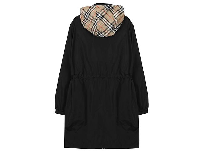 Burberry Langer Nylon-Parka mit Karomuster Schwarz - Ansicht 4