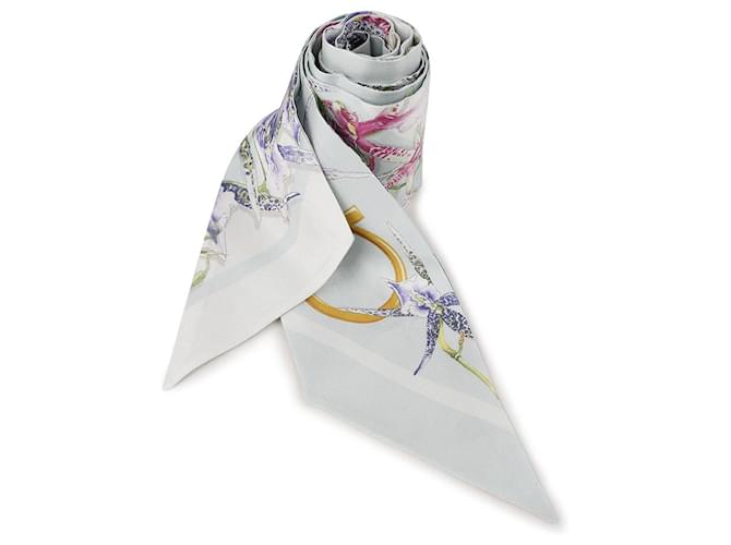 Salvatore Ferragamo Sciarpa in seta stampata Blu - vista 4