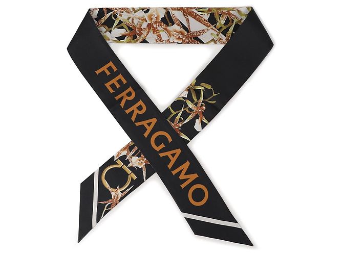 Salvatore Ferragamo Sciarpa in seta con stampa Gaia Bianco - vista 5