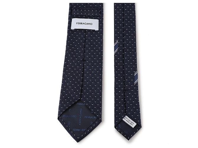 Salvatore Ferragamo Cravatta in seta jacquard NAVY Blu - vista 4