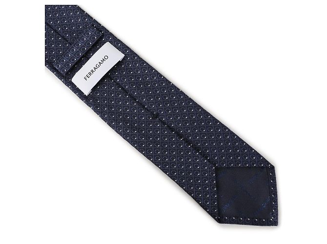 Salvatore Ferragamo Cravatta in seta jacquard NAVY Blu - vista 6