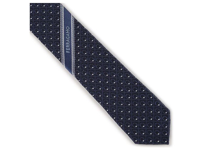 Salvatore Ferragamo Cravatta in seta jacquard NAVY Blu - vista 7