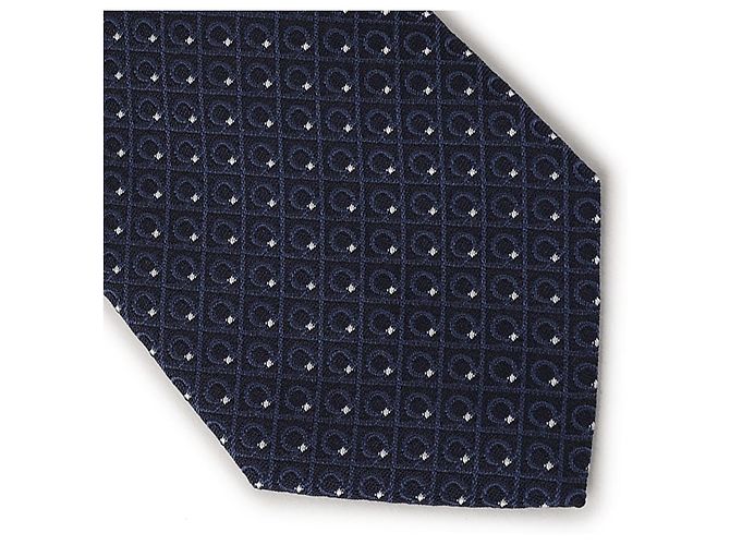 Salvatore Ferragamo Cravatta in seta jacquard NAVY Blu - vista 8