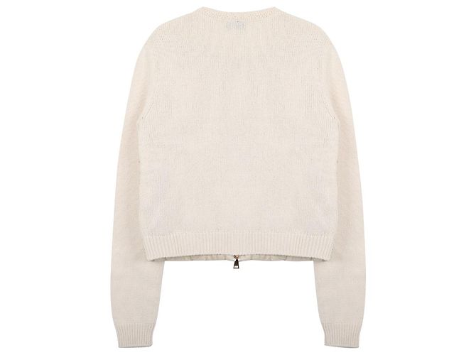 Moncler Cardigan acolchoado com padrão geométrico e fecho de correr Branco - vista 4