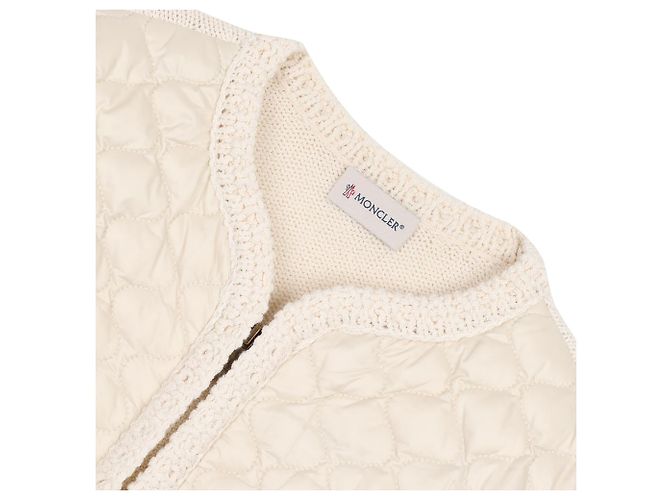 Moncler Cardigan acolchoado com padrão geométrico e fecho de correr Branco - vista 6