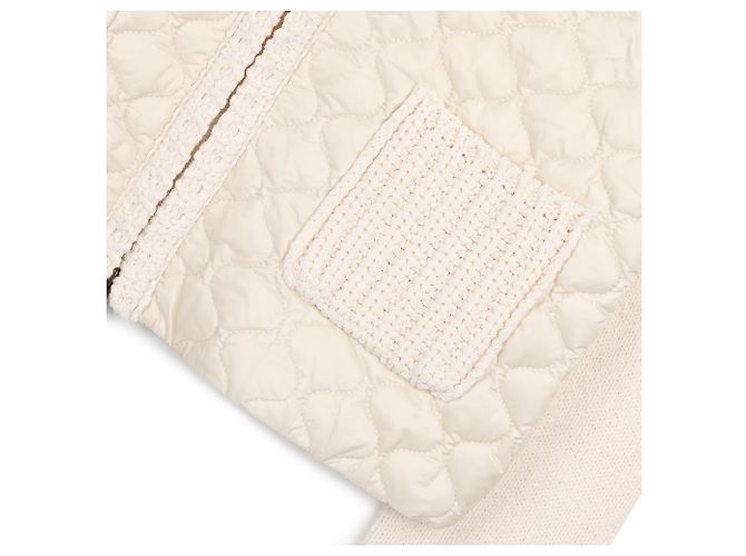 Moncler Cardigan acolchoado com padrão geométrico e fecho de correr Branco - vista 8