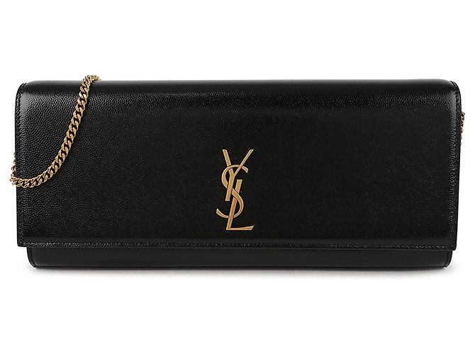 Saint Laurent Clutch Kate in pelle Nero - vista 3