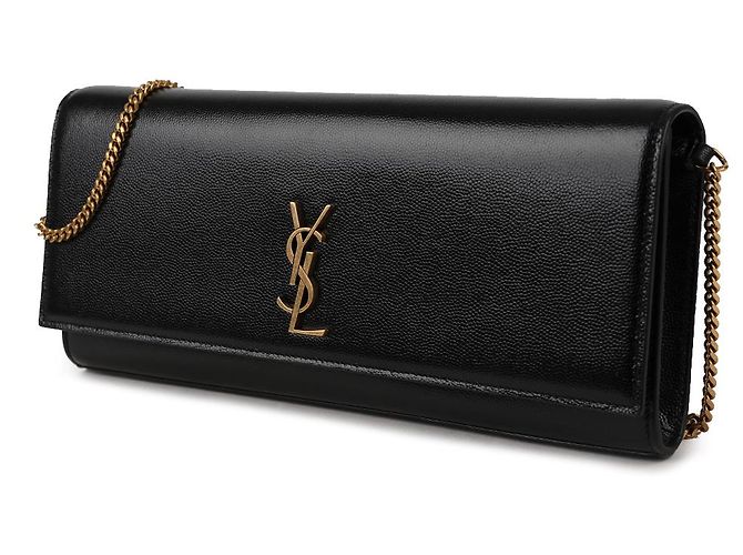 Saint Laurent Clutch Kate in pelle Nero - vista 4