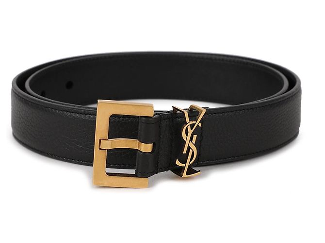 Saint Laurent Cinturón Cassandra con hebilla cuadrada Negro - vista 3