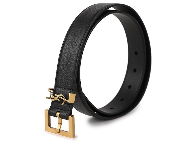 Saint Laurent Cinturón Cassandra con hebilla cuadrada Negro - vista 4