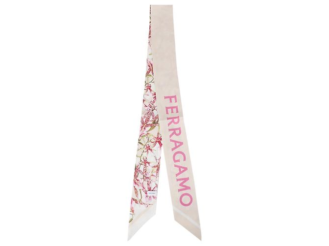 Salvatore Ferragamo Sciarpa in seta stampata LIGHT BALLET PINK+IVORY Bianco - vista 3