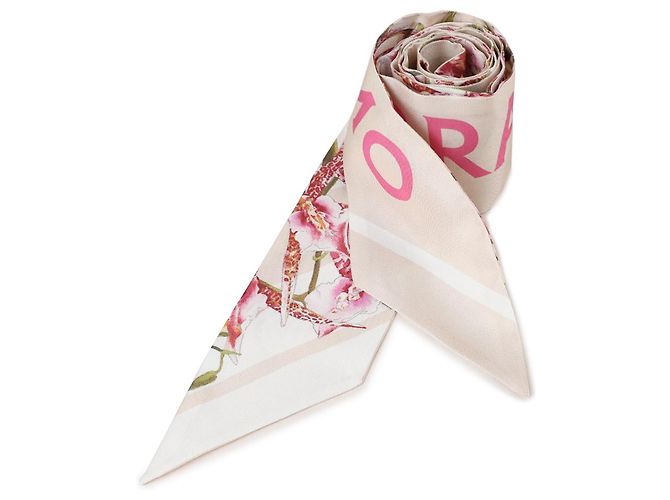 Salvatore Ferragamo Sciarpa in seta stampata LIGHT BALLET PINK+IVORY Bianco - vista 4