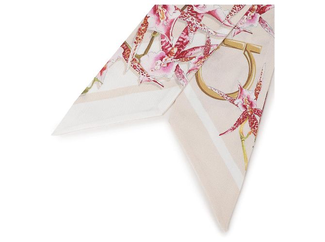 Salvatore Ferragamo Sciarpa in seta stampata LIGHT BALLET PINK+IVORY Bianco - vista 7