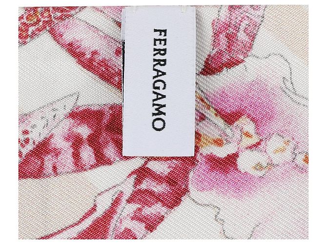 Salvatore Ferragamo Sciarpa in seta stampata LIGHT BALLET PINK+IVORY Bianco - vista 8