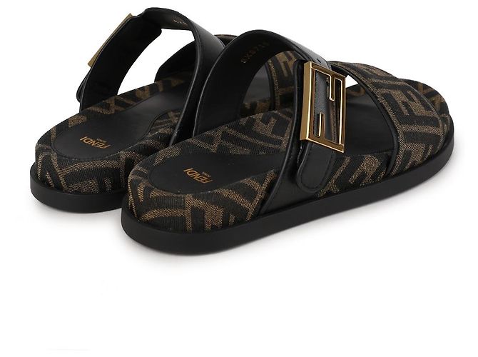 Fendi Ciabatte in jacquard con logo Marrone - vista 8