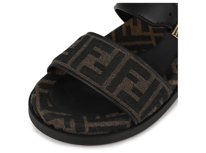 Fendi Ciabatte in jacquard con logo Marrone - vista 9