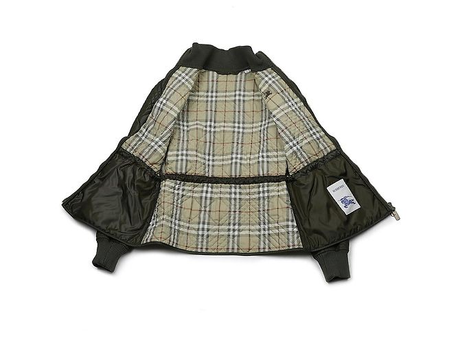 Burberry Micro Check Stitch Nylon Welly Jacke Grün - Ansicht 5