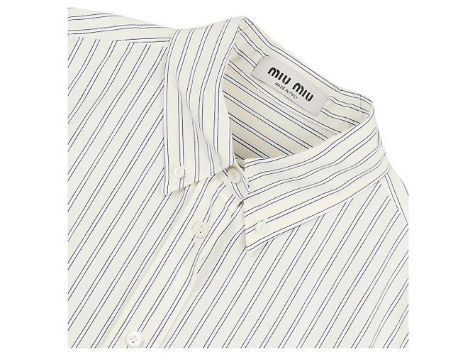 Miu Miu Camicia in popeline a righe Bianco - vista 5