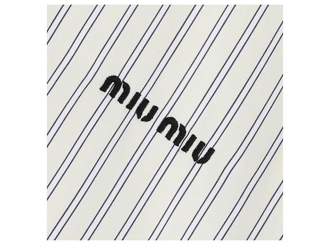 Miu Miu Camicia in popeline a righe Bianco - vista 8