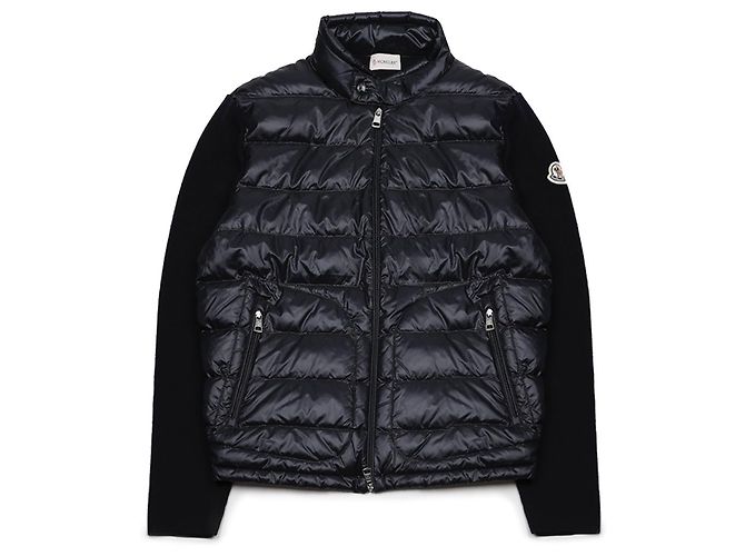 Moncler Gesteppter Wollstrickjacke mit Reißverschluss Blau - Ansicht 3