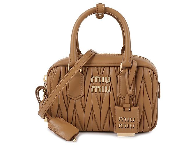 Miu Miu Borsa Tote Arcadia Materasse Marrone - vista 3