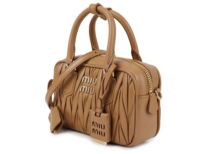 Miu Miu Borsa Tote Arcadia Materasse Marrone - vista 4