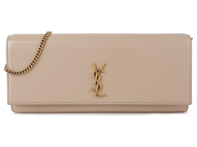 Saint Laurent Clutch Kate in pelle Marrone - vista 3