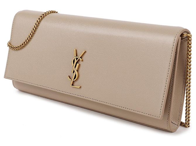Saint Laurent Clutch Kate in pelle Marrone - vista 4