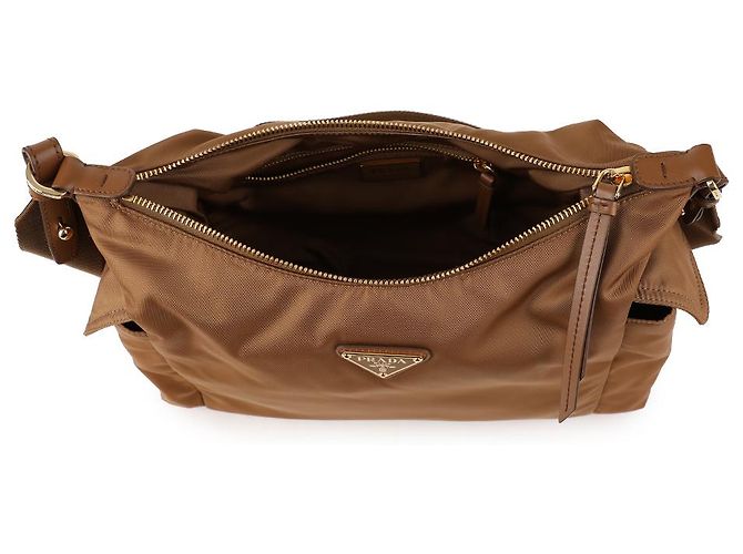 Prada Borsa a tracolla Explorer in Re-Nylon Large Marrone - vista 7