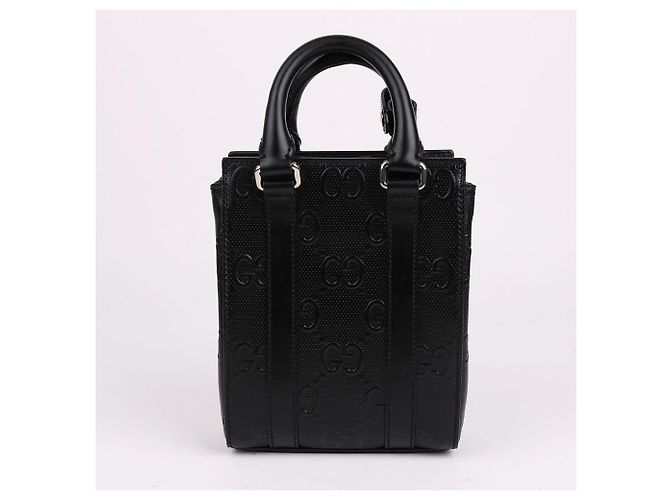 Gucci Mini borsa a tracolla nera goffrata Nero - vista 2