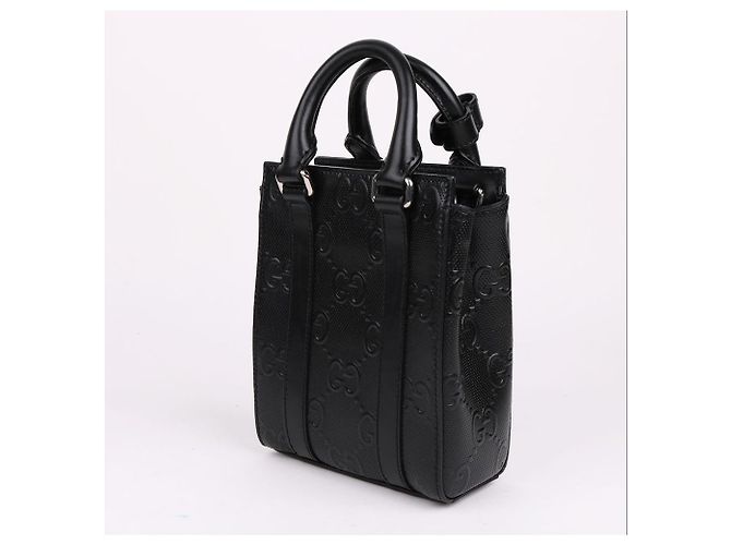 Gucci Mini borsa a tracolla nera goffrata Nero - vista 4
