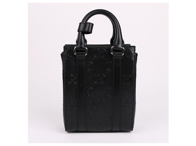 Gucci Mini borsa a tracolla nera goffrata Nero - vista 5